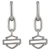 MOD Harley-Davidson® Women's Large Chain Bar & Shield Drop Earrings Stainless Steel, HSE0015