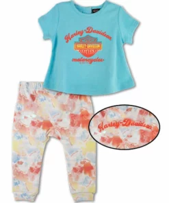 SGI Harley-Davidson® Toddler Girl's Bar & Shield Shirt & Pant Set, Light Blue Kids