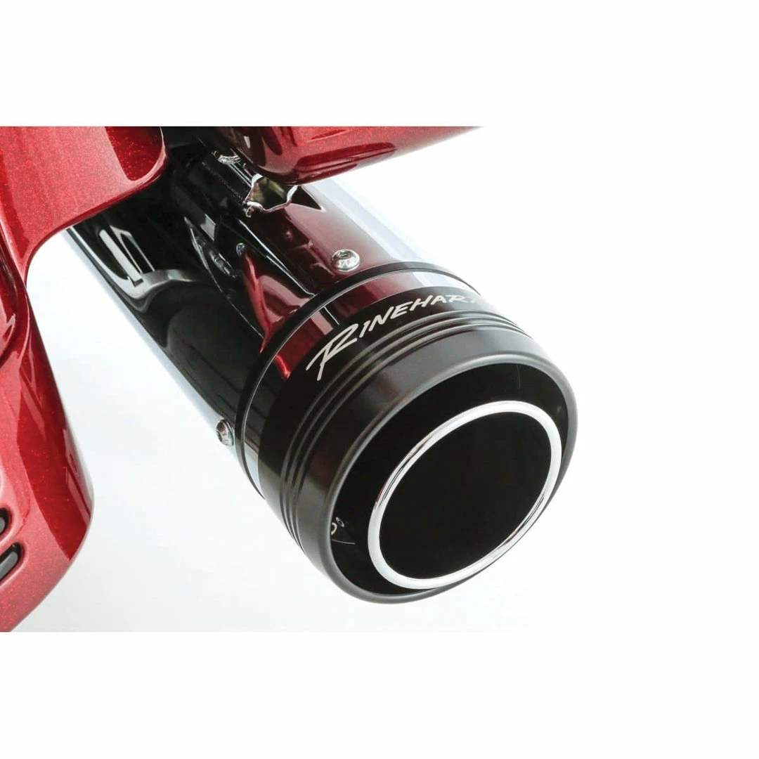 Rhinehart Pipes Rinehart® MotoPro45 4-1/2" Slip-On Mufflers Chrome W/ Black End Cap For Touring 500-0110 7 Rhinehart Pipes Rinehart® MotoPro45 4-1/2" Slip-On Mufflers Chrome W/ Black End Cap For Touring 500-0110
