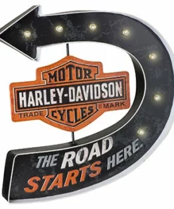 Ace Branded Home Harley-Davidson® Road Starts Here Bar & Shield Marquee Metal Pub Sign HDL-15519