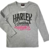Superstition Harley-Davidson Kids Harley-Davidson® Little Girls' Long Sleeve Tee, Rib Knit Cotton Blend Top - Gray