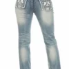 Pants & Chaps Platinum Plush® Women's Skull Rhinestone Denim Bus Stop Jeans, Style #4042