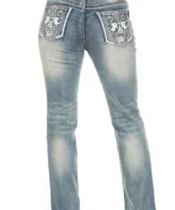 Pants & Chaps Platinum Plush® Women's Skull Rhinestone Denim Bus Stop Jeans, Style #4042
