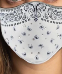 Hair Glove® White Paisley W/ Gems Face Mask Set, 53208 Facemasks