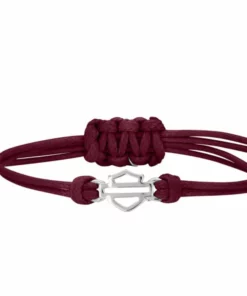 MOD Jewelry Harley-Davidson® Women's Outline Bar & Shield Wax Cord Bracelet - Burgundy, HDB0411