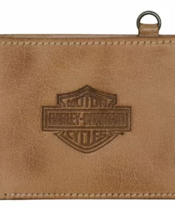 Leather Source Accessory Harley-Davidson® Men's Traditional Bar & Shield Natural Leather Bi-fold Wallet Wallets & Chains