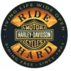 Ande Rooney Harley-Davidson® Round Bar & Shield Ride Hard Die-Cut & Embossed Tin Sign, 2010671