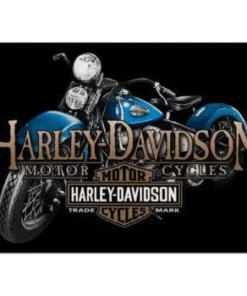 Ande Rooney Harley-Davidson® Old Blue Motorcycle Embossed Tin Sign, 2011331 Home