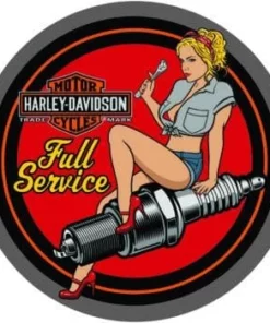 Ande Rooney Harley-Davidson® Spark Plug Babe Embossed Tin Sign, 2011371 Home
