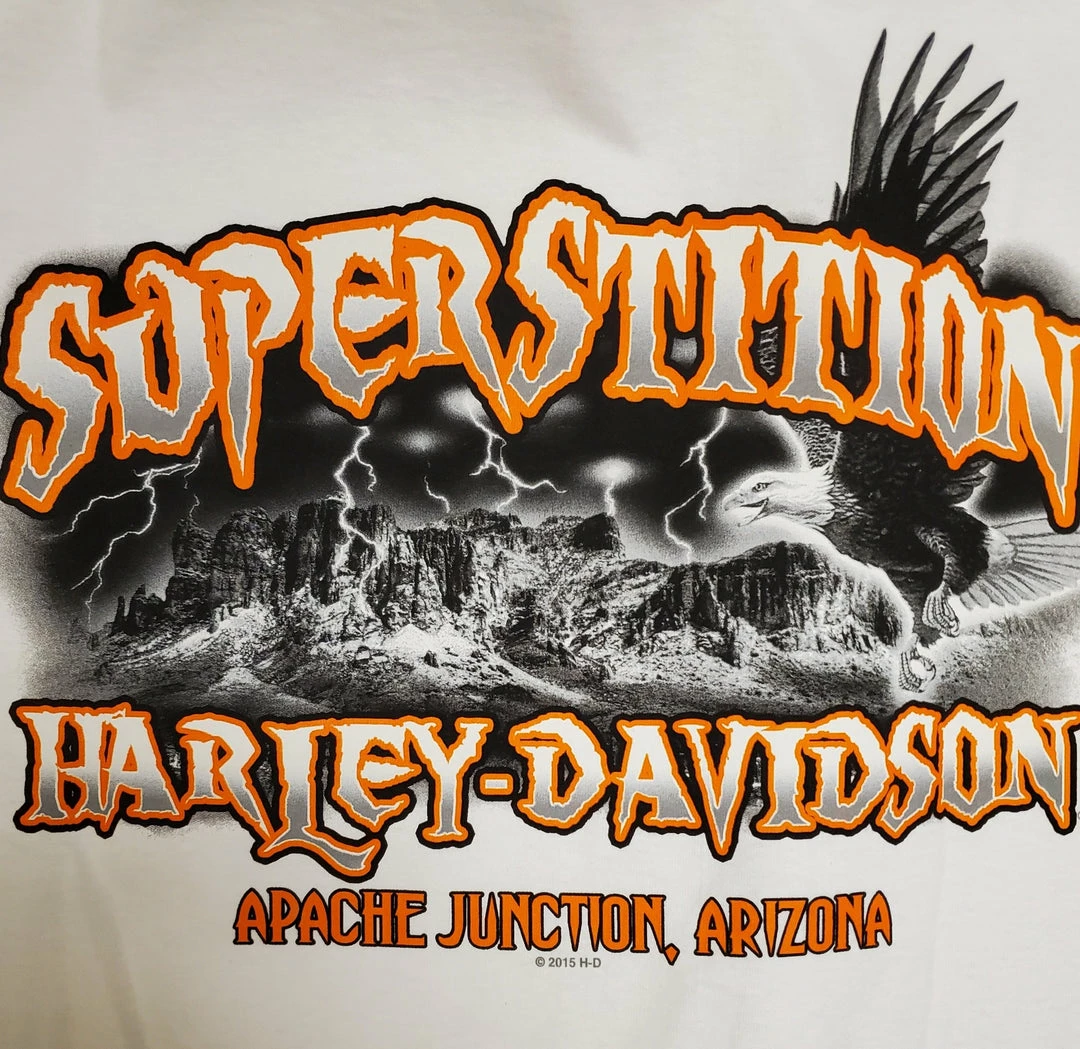 Superstition Harley-Davidson Harley-Davidson® Men's Lightning H-D Short Sleeve T-Shirt, White 3 Superstition Harley-Davidson Harley-Davidson® Men's Lightning H-D Short Sleeve T-Shirt, White
