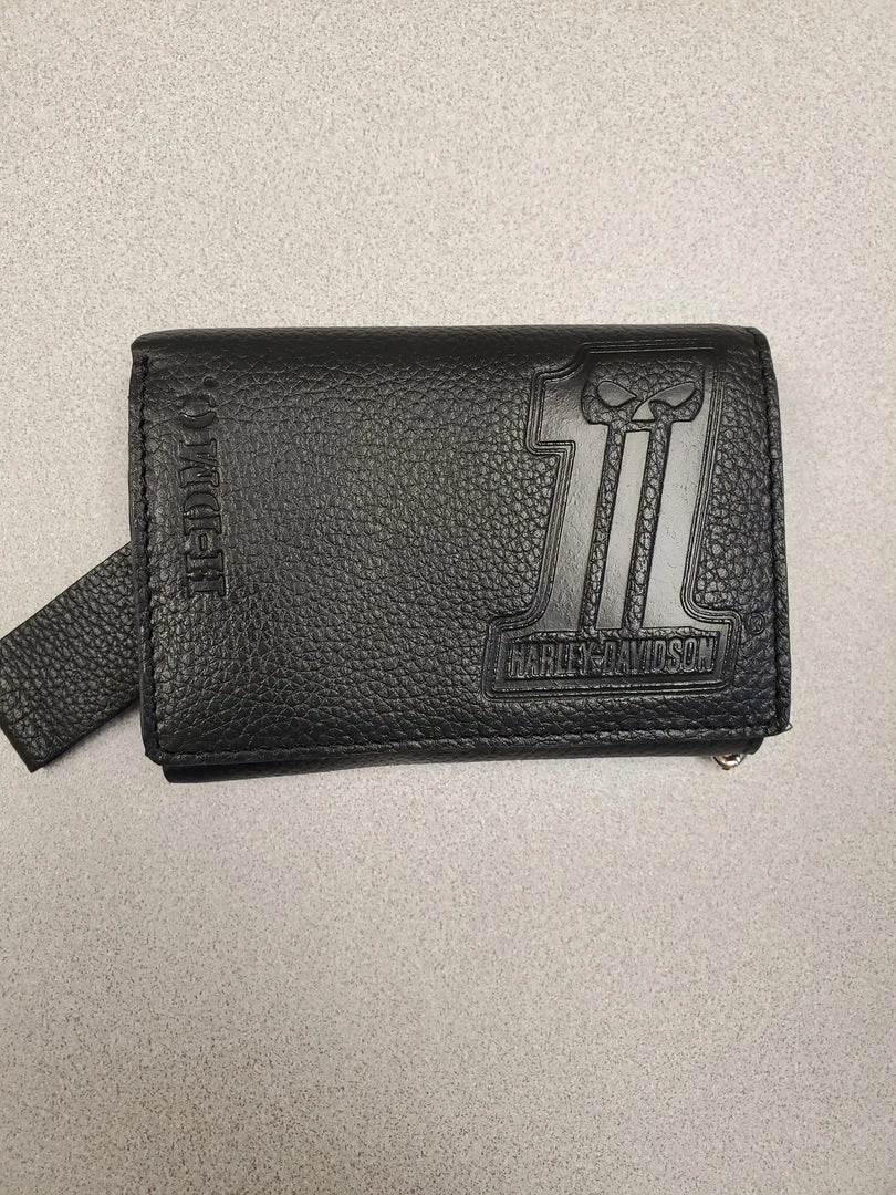 Leather Source Accessory Harley-Davidson® Men's Embossed #1 Logo Medium Trucker Wallet XML3814-BLACK 3 Leather Source Accessory Harley-Davidson® Men's Embossed #1 Logo Medium Trucker Wallet XML3814-BLACK