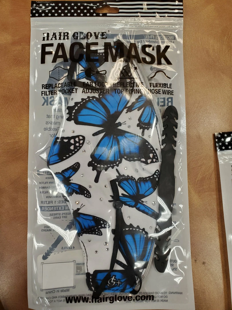 Facemasks Hair Glove® Blue Monarch W/ Gems Face Mask Set, 53240 4 Facemasks Hair Glove® Blue Monarch W/ Gems Face Mask Set, 53240