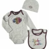 SGI Harley-Davidson® Baby Girls' Colorful Metallic 3-Piece Newborn Creeper Set - Gray