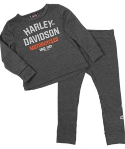 SGI Harley-Davidson® Baby 2 Piece Infant Knit Long Sleeve Tee & Pant Set- Gray Kids