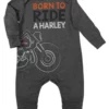 SGI Harley-Davidson® Baby Boys' Knit Coveralls, Born To Ride Romper - Dark Gray