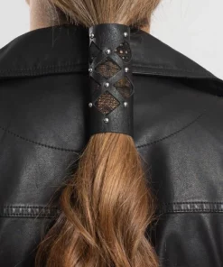 Hair Glove® 4" Diamond Cut-Out W/Lace & Rivets Pony Tail, 31439