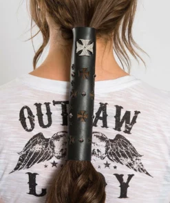 Hair Glove® 8" Iron Cross Nailheads Cut-Out Ponytail Holder, 38000