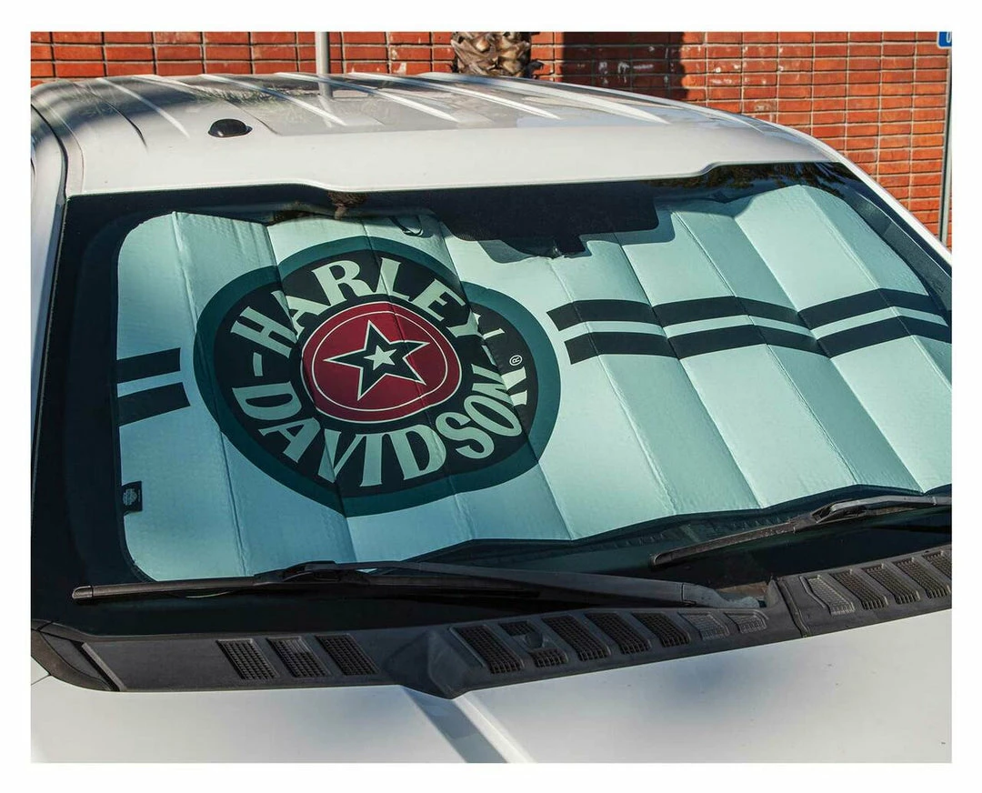 Plasticolor Auto & Garage Harley-Davidson® Universal Accordion Auto Sunshade, Star Circle Logo- Matte White 3934W 4 Plasticolor Auto & Garage Harley-Davidson® Universal Accordion Auto Sunshade, Star Circle Logo- Matte White 3934W