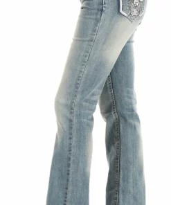 Pants & Chaps Platinum Plush® Women's Skull Rhinestone Denim Bus Stop Jeans, Style #4042