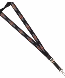 Global Products Harley-Davidson® Polyester Lanyard, Checkered Leather Strap 16.5 In - Black Auto & Garage