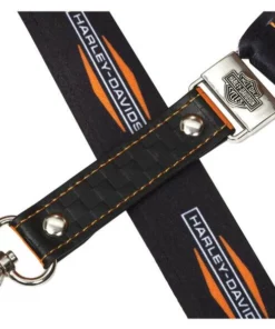 Global Products Harley-Davidson® Polyester Lanyard, Checkered Leather Strap 16.5 In - Black Auto & Garage