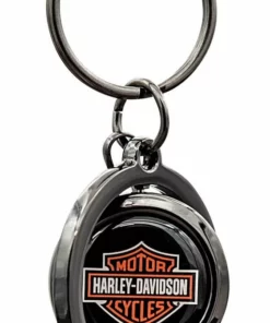 Plasticolor Harley-Davidson® Classic Bar & Shield Logo Spinner Key Chain - Black/Orange 4528 Auto & Garage
