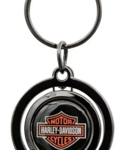 Plasticolor Harley-Davidson® Classic Bar & Shield Logo Spinner Key Chain - Black/Orange 4528 Auto & Garage