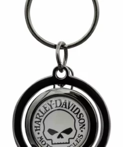 Plasticolor Harley-Davidson® Classic Willie G Skull Logo Spinner Key Chain - Black/Gray 4533 Auto & Garage