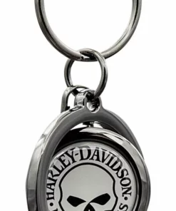 Plasticolor Harley-Davidson® Classic Willie G Skull Logo Spinner Key Chain - Black/Gray 4533 Auto & Garage