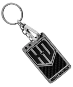 Plasticolor Harley-Davidson® 2-Sided Americana Carbon Fiber Metal Key Chain - Silver Finish 4540