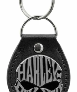 Plasticolor Harley-Davidson® Willie G Skull Text Logo Vinyl Fob Key Chain - Black & Silver 4546 Auto & Garage