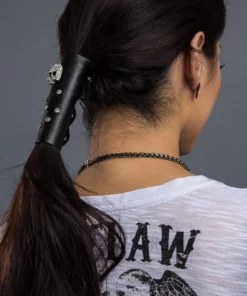 Accessories Hair Glove® Women's Leather Bling Skull Ponytail Cover