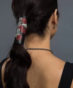 Hair Glove® Women's Vintage Winged Cross Stone Leather Pony Tail 31450 Or 31850