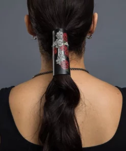 Hair Glove® Women's Vintage Winged Cross Stone Leather Pony Tail 31450 Or 31850