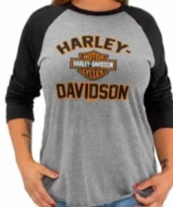 Superstition Harley-Davidson Harley-Davidson® Women's Bar & Shield Jersey 3/4 Long Sleeve Shirt, Black/Gray