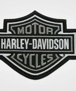 Symbol Arts Harley-Davidson® Silver Bar & Shield Patch, Medium Decals & Patches
