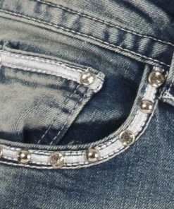 Pants & Chaps Platinum Plush® Women's Skull Rhinestone Denim Bus Stop Jeans, Style #4042