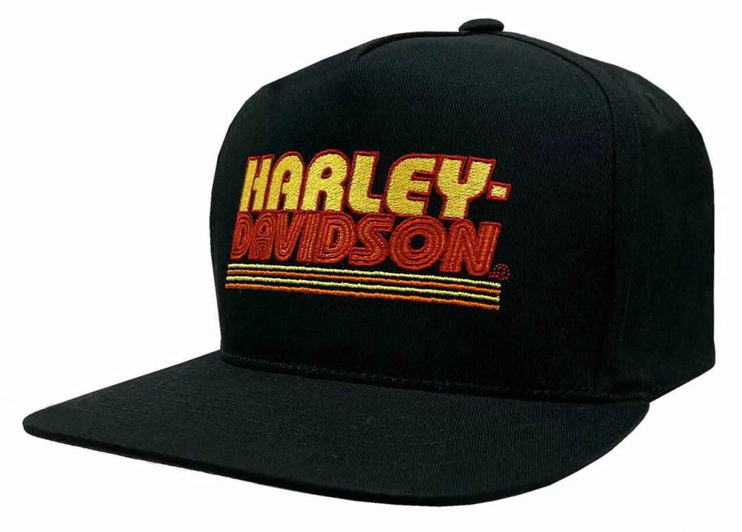 Superstition Harley-Davidson Harley-Davidson® Warm Throwback Snapback Flat Brim Baseball Cap. Black Hats 3 Superstition Harley-Davidson Harley-Davidson® Warm Throwback Snapback Flat Brim Baseball Cap. Black Hats