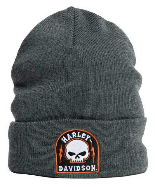 Superstition Harley-Davidson Harley-Davidson® Landed Willie G Skull Embroidered Cuffed Beanie Hat - Gray 3 Superstition Harley-Davidson Harley-Davidson® Landed Willie G Skull Embroidered Cuffed Beanie Hat - Gray