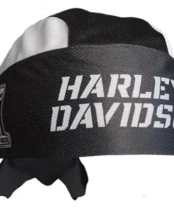 Harley-Davidson® Men's Gritty #1 Skull Logo Polyester Headwrap - Black/White Accessories