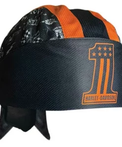 Accessories Harley-Davidson® Men's Infinite Biker Logos Polyester Headwrap - Black/Orange