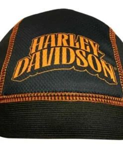 TAW Gear Harley-Davidson® Men's Out Riding H-D Text Polyester Skull Cap - Black & Orange Headwraps & Bandanas