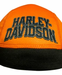 Bravado Harley-Davidson® Men's Click H-D Text Polyester Skull Cap - Orange & Black Headwraps & Bandanas