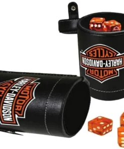 Dart World Harley-Davidson® #1 RWB Logo Dice Cup Game Set, Leatherette Cup - Black 653 Home