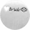 MOD Jewelry Harley-Davidson® Women's Stainless Steel Small Silver Tone Love To Ride Circle Locket Plate, HSP0031