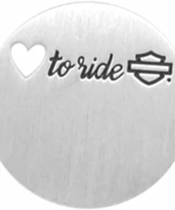 MOD Jewelry Harley-Davidson® Women's Stainless Steel Small Silver Tone Love To Ride Circle Locket Plate, HSP0031
