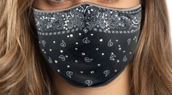 Hair Glove® Black Paisley W/ Gems Face Mask Set, 53210 Facemasks 3 Hair Glove® Black Paisley W/ Gems Face Mask Set, 53210 Facemasks