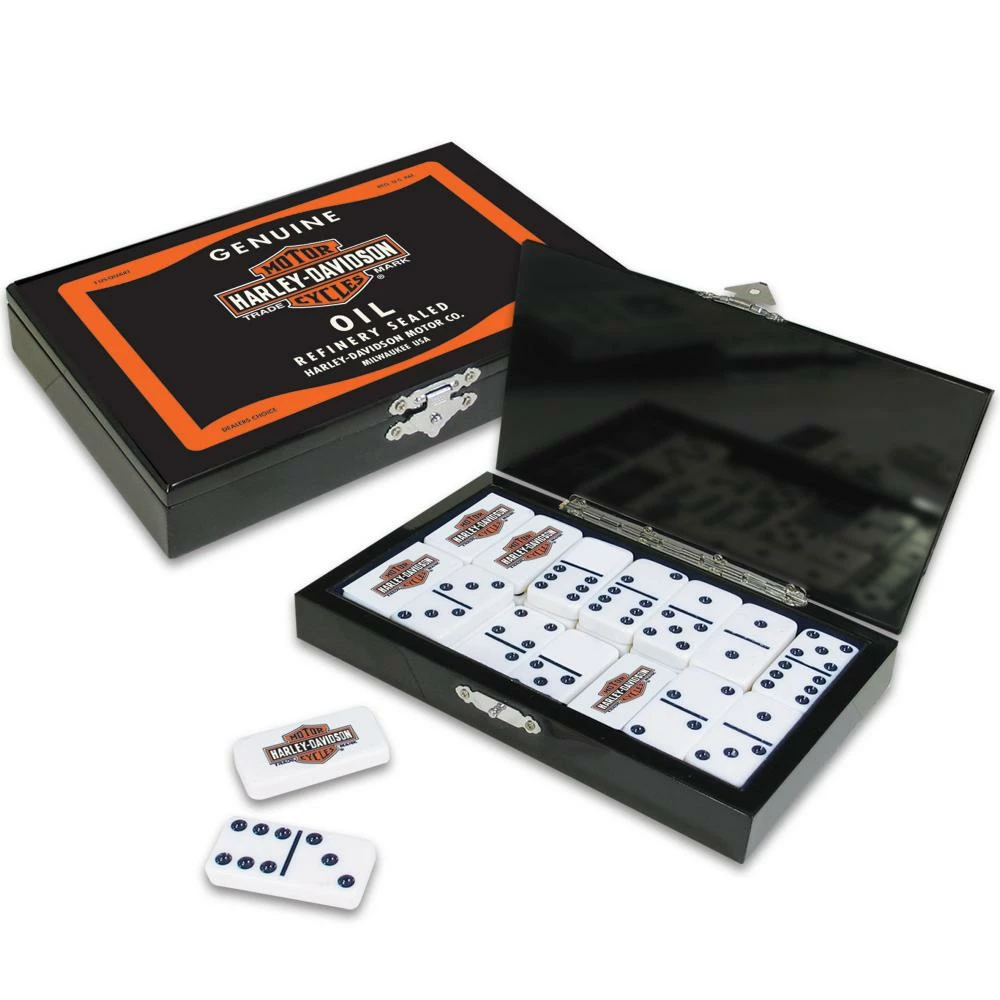 Dart World Harley-Davidson® Oil Can Bar & Shield Domino Set, Durable Polyester Resin 66919 Home 3 Dart World Harley-Davidson® Oil Can Bar & Shield Domino Set, Durable Polyester Resin 66919 Home
