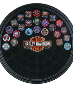 Dart World Home Harley-Davidson® Trademark Bar & Shield Round Poker Chip Frame - Holds 47 Chips 6988
