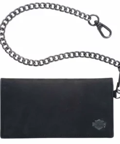 American Accessories Wallets & Chains Harley-Davidson® Men's Bar & Shield Black Leather Trucker Wallet W/ Chain